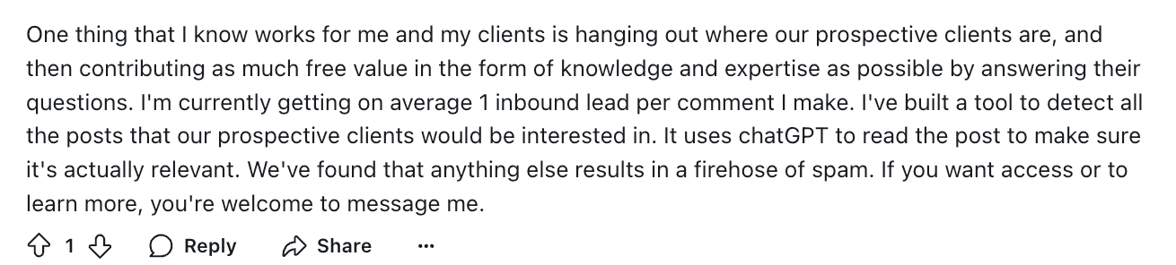 Ask for DM Reddit Example