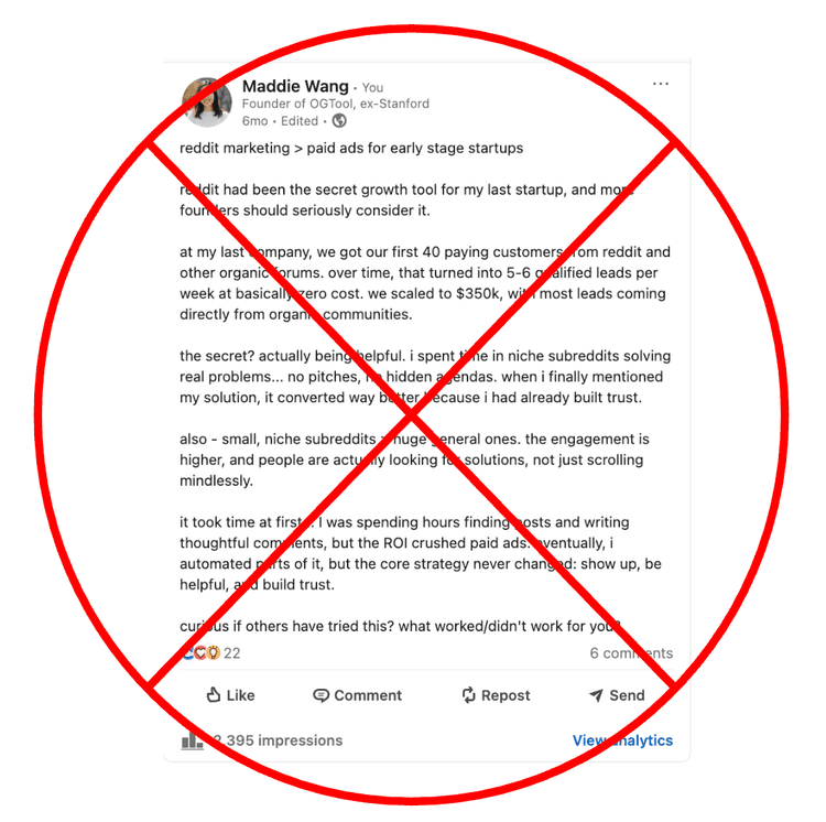 Maddie Salesy LinkedIn Post Example